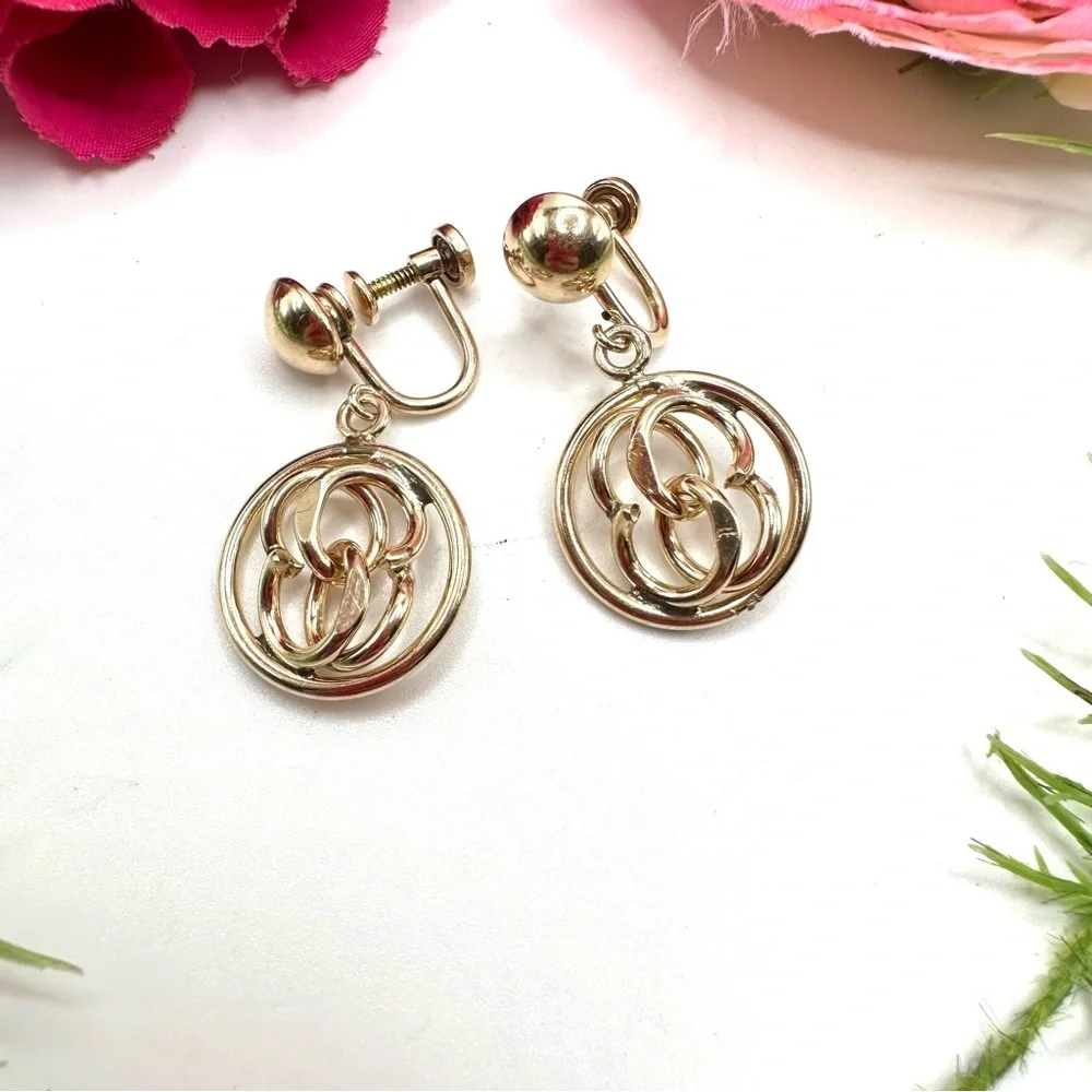 VINTAGE⚜️12K Gold Filled Chain Detail Clip Earrings